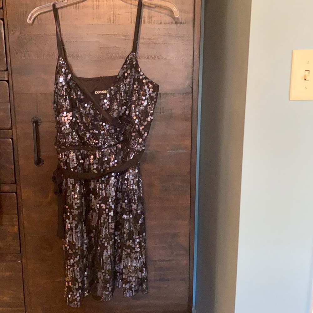 Express Black Sequin Dress
